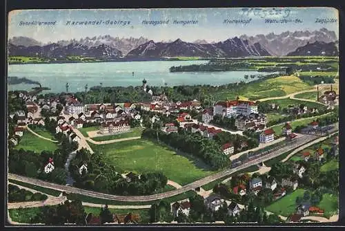 AK Tutzing, Ortsansicht mit Starnberger See