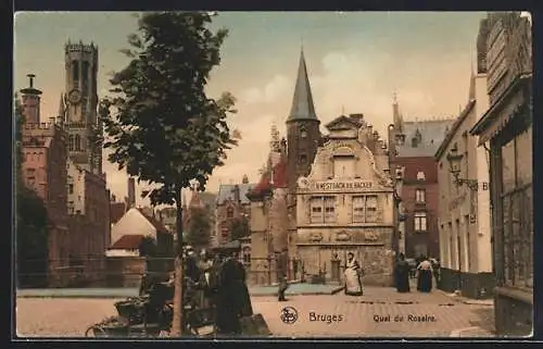 AK Bruges, Quai du Rosaire, Strassenverkäufer, Marktszene