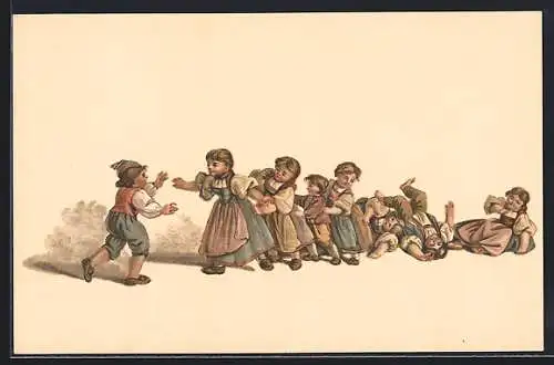 AK Pro Juventute, Gottfried Mind, 1768 -1814, spielender schweizer Kinder