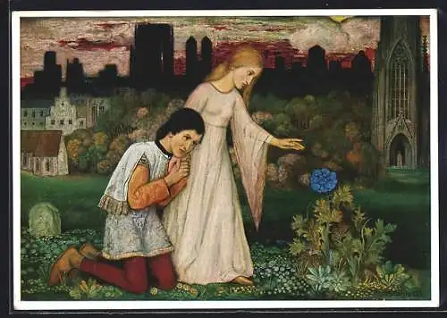 Künstler-AK Matthäus Schiestl: Die blaue Blume