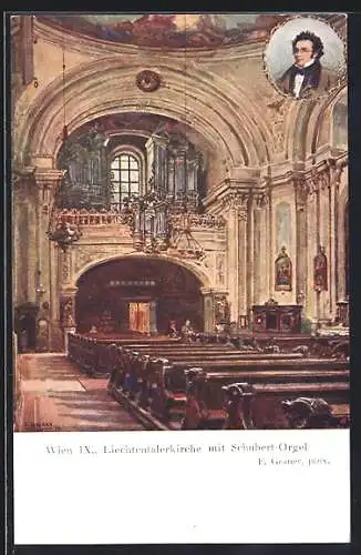 AK Wien, Lichtenthalerkirche mit Schubert-Orgel