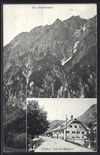 AK Grödig, Gasthof zum Drachenloch, Bergansicht