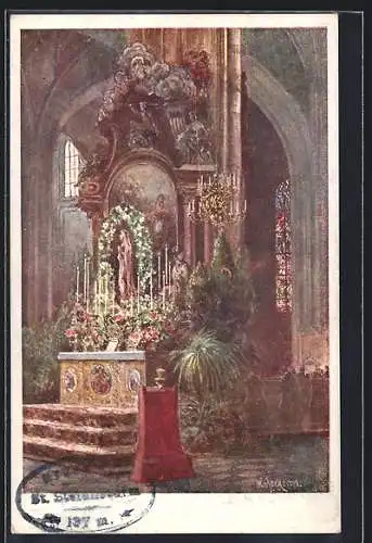 Künstler-AK E.F. Hofecker: Wien, Stephansplatz, Stephansdom, Marienaltar