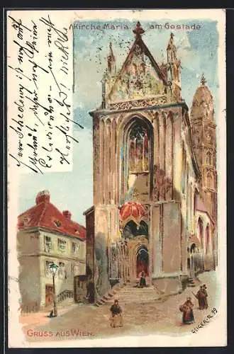 Künstler-AK Richard Hegedüs-Geiger: Wien I, Kirche Maria am Gestade