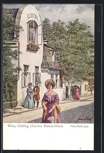 Künstler-AK Wien, Döbling, Therese Krones-Haus
