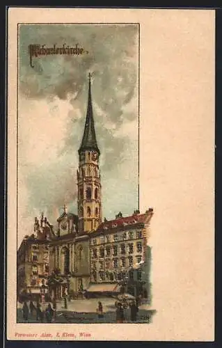 Künstler-AK Wien, Blick auf die Michaelerkirche