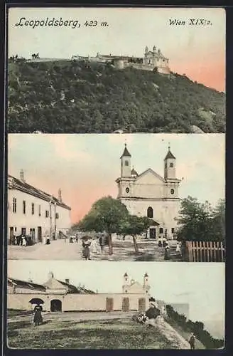AK Wien XIX, Leopoldsberg, Drei Ansichten