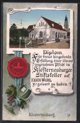 AK Klosterneuburg, Restaurant Stiftskeller von der Strasse gesehen