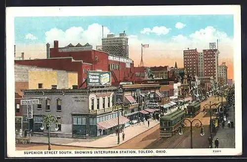 AK Toledo, OH, Superior Street South showing Interurban Station