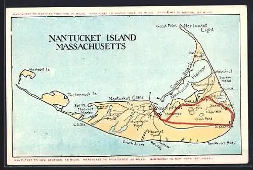 AK Nantucket Island, MA, Map of the Island