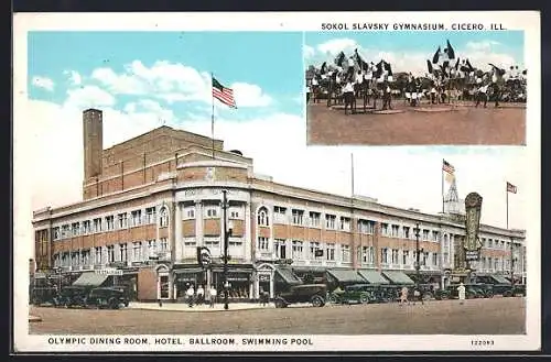 AK Cicero, IL, Sokol Slavsky Gymnasium, Olympic Dining Room, Hotel, Ballroom, Swimming Pool