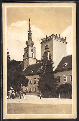 AK Heiligenkreuz, Blick auf den Orgelturm