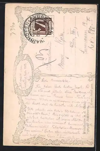 Künstler-AK Erwin Pendl: Waidhofen a. d. Ybbs, Ansicht gegen Stadtturm