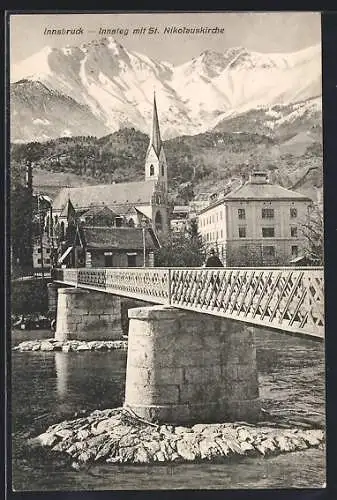 AK Innsbruck, Innsteg mit St. Nikolauskirche