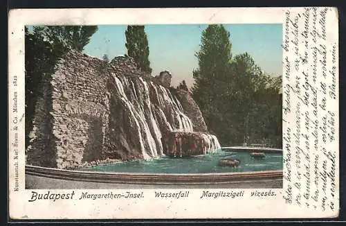 AK Budapest, Margarethen-Insel, Wasserfall