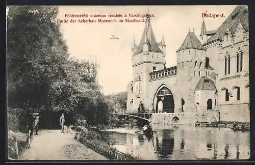 AK Budapest, Partie am Ackerbau-Museum im Stadtwald