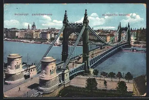 AK Budapest, Blick auf die Elisabeth-Brücke