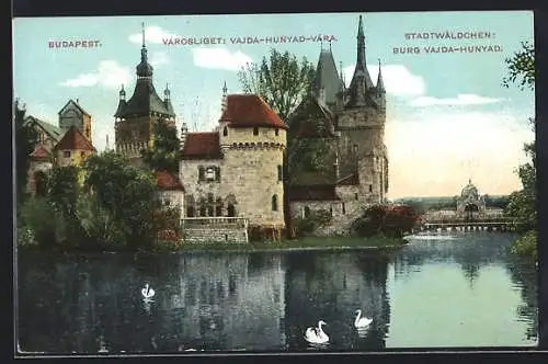 AK Budapest, Burg Vajda-Hunyad im Stadtwäldchen