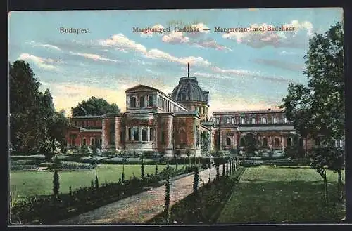 AK Budapest, Badehaus auf der Margareten-Insel