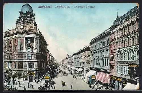 AK Budapest, Blick in die Andrássy Strasse