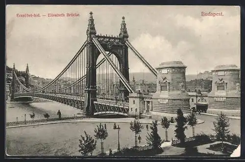 AK Budapest, Partie an der Elisabeth Brücke