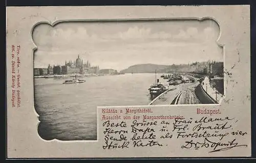 AK Budapest, Aussicht von der Margarethenbrücke