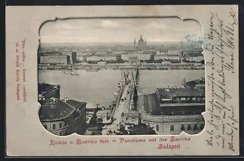 AK Budapest, Panorama mit der Basilika