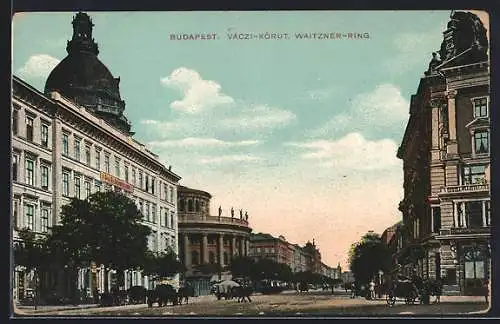 AK Budapest, Kutschen auf dem Waitzner-Ring