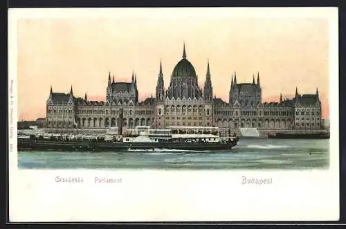 AK Budapest, Raddampfer vor dem Parlament