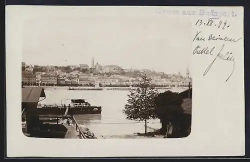 AK Budapest, Panoramablick über den Fluss