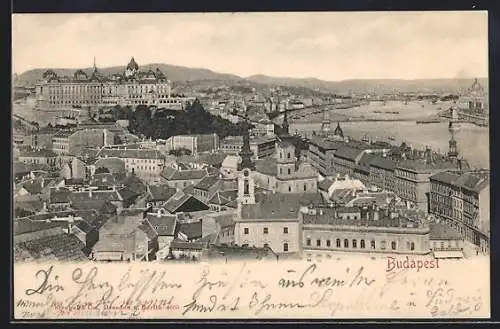 AK Budapest, Panorama an der Donau