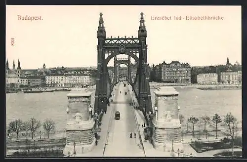 AK Budapest, Blick über die Elisabethbrücke