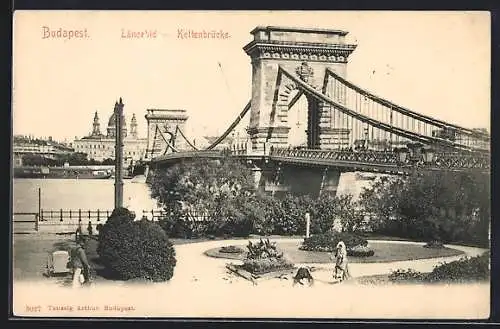AK Budapest, Blick auf die Kettenbrücke