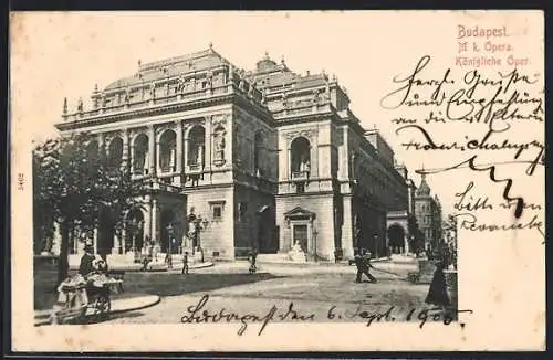 AK Budapest, Königliche Oper mit Passanten