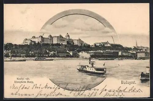 AK Budapest, Königliche Burg mit Donaupartie