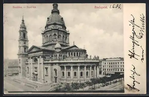 AK Budapest, Blick auf die Basilika