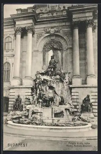 AK Budapest, Blick auf den König Mathias-Brunnen