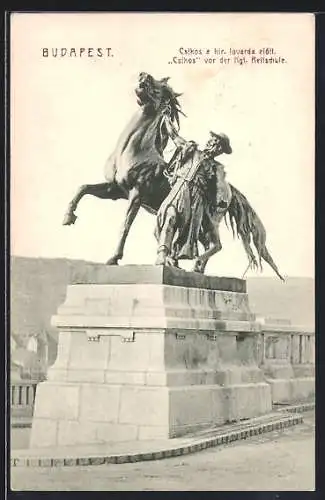 AK Budapest, Csikos-Denkmal vor der Kgl. Reitschule