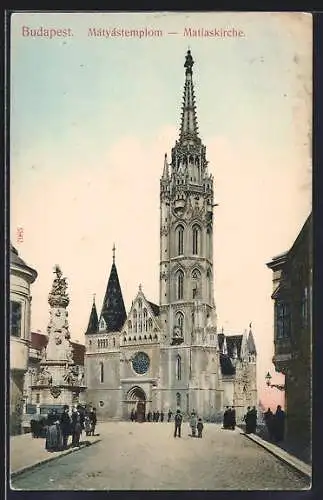 AK Budapest, Strassenpartie vor der Matthiaskirche