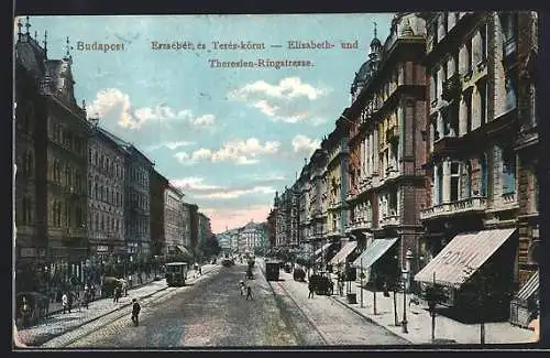 AK Budapest, Elisabeth- und Theresien-Ringstrasse