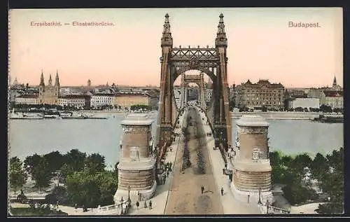 AK Budapest, Blick über die Elisabethbrücke