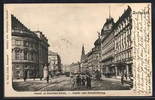 AK Budapest, Josefs- und Elisabethring, Strassenpartie