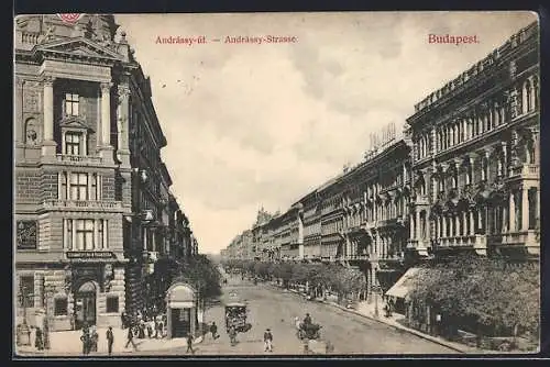 AK Budapest, Andrassy-Strasse im Sonnenschein