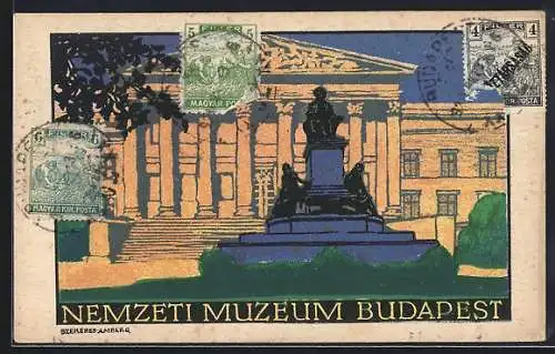 Künstler-AK Budapest, Nemzeti Muzeum