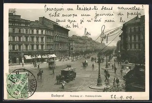 AK Budapest, Andrassy-Strasse, Kutschen