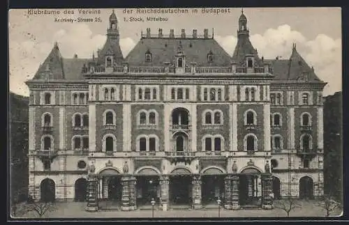 AK Budapest, Klubräume des Vereins der Reichsdeutschen, Andrássy-Strasse 25