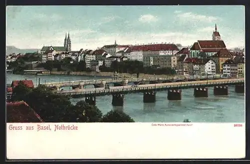 AK Basel, Flusspartie mit Notbrücke