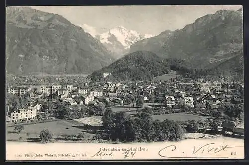 AK Interlaken, Panorama mit der Jungfrau