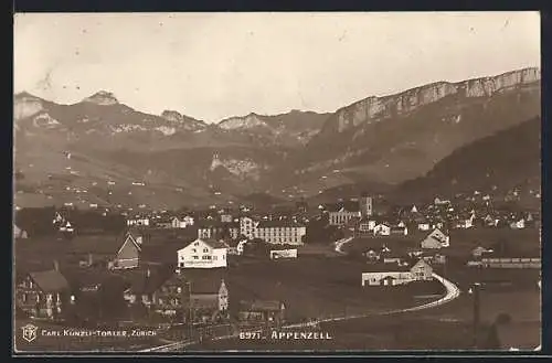 AK Appenzell, Ortsansicht mit Bergpanorama