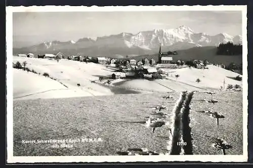 AK Schwellbrunn /App., Blick gegen den Säntis im Winter